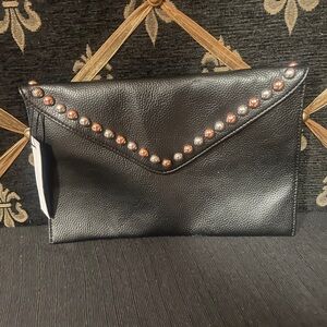 B-Low the Belt Black Metal Bubble Studded Envelope Handbag clutch